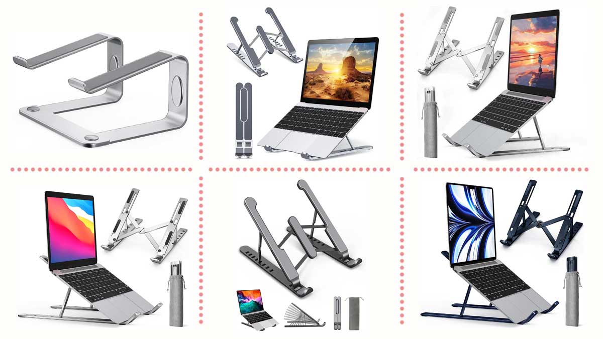 Soporte horizontal para laptop, soporte ergonómico para teclado, soporte  para computadora con disipación de calor, soporte ajustable de 8 ángulos  para