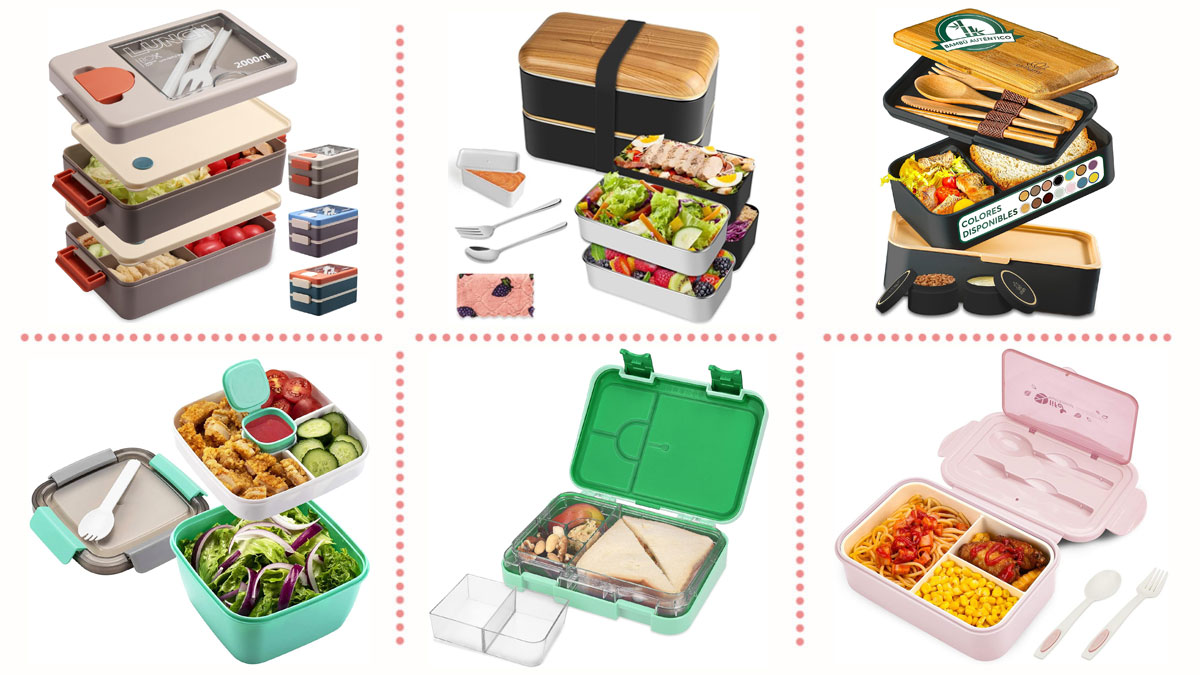 Umami Bento Lunch Box, 2 Recipiente 4 Cubiertos, Compartimentos Estilo  Bento Box Japonés, Porta Alimentos Hermético