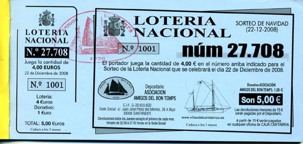 Participación de la lotería de Navidad.