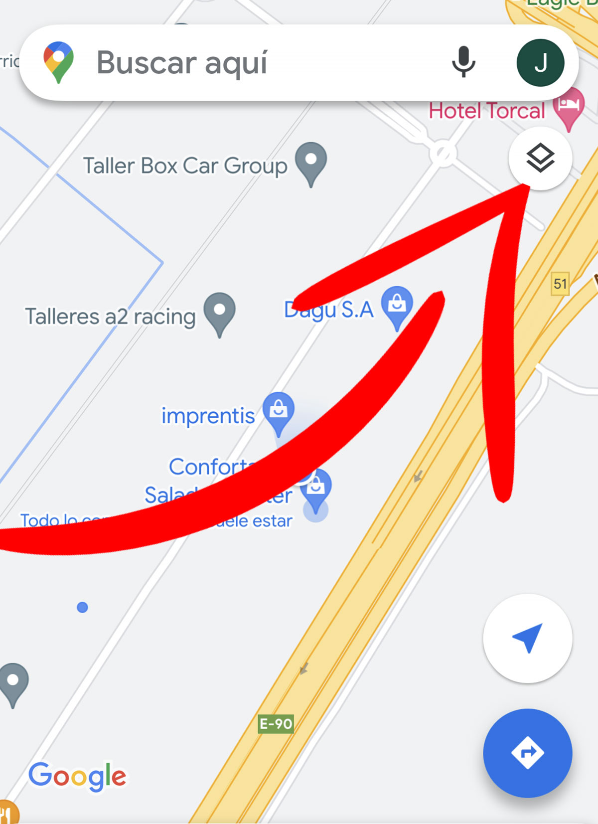Icono de capas de Google Maps