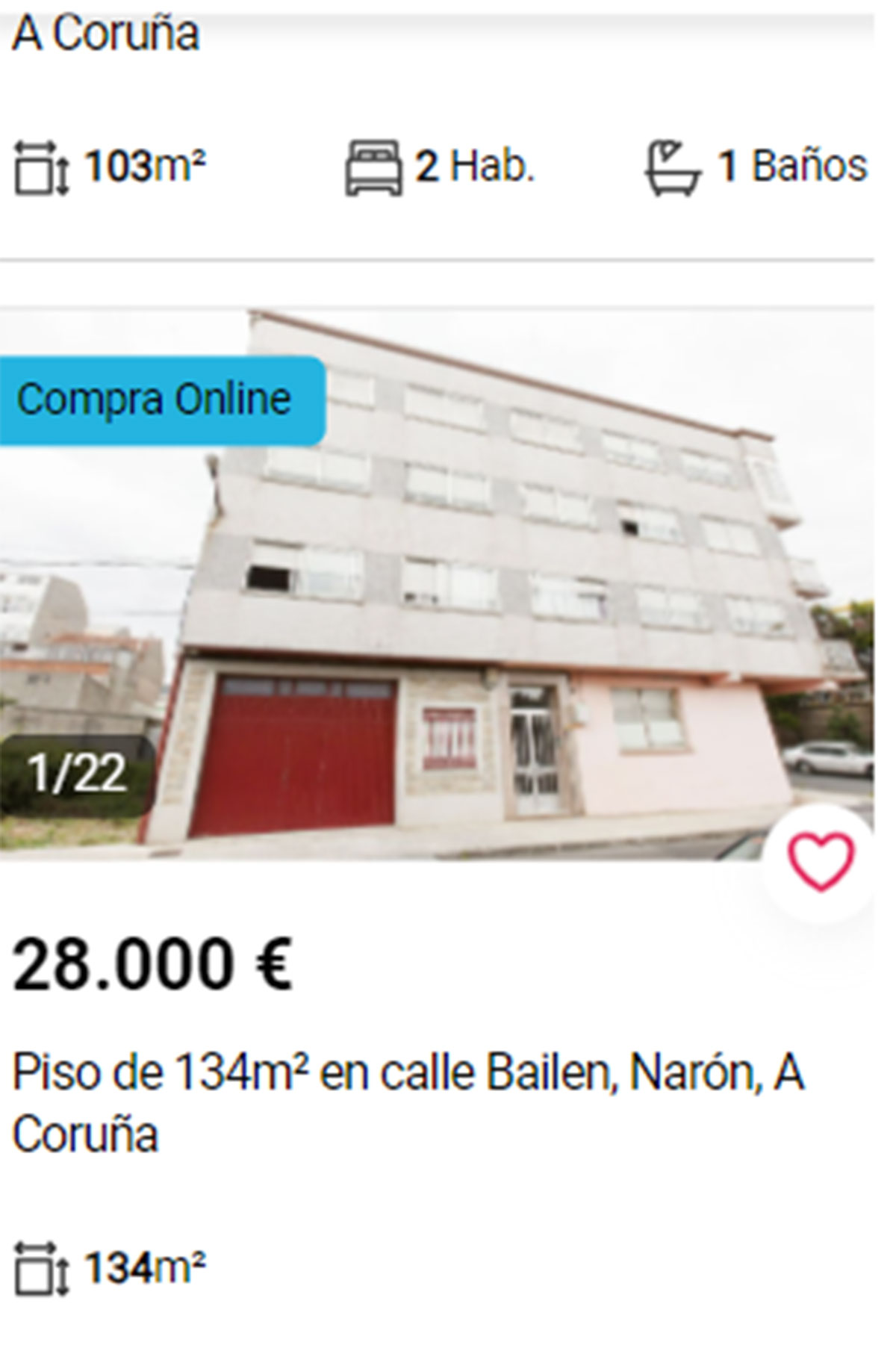 Piso en A Coruña por 28.000 euros