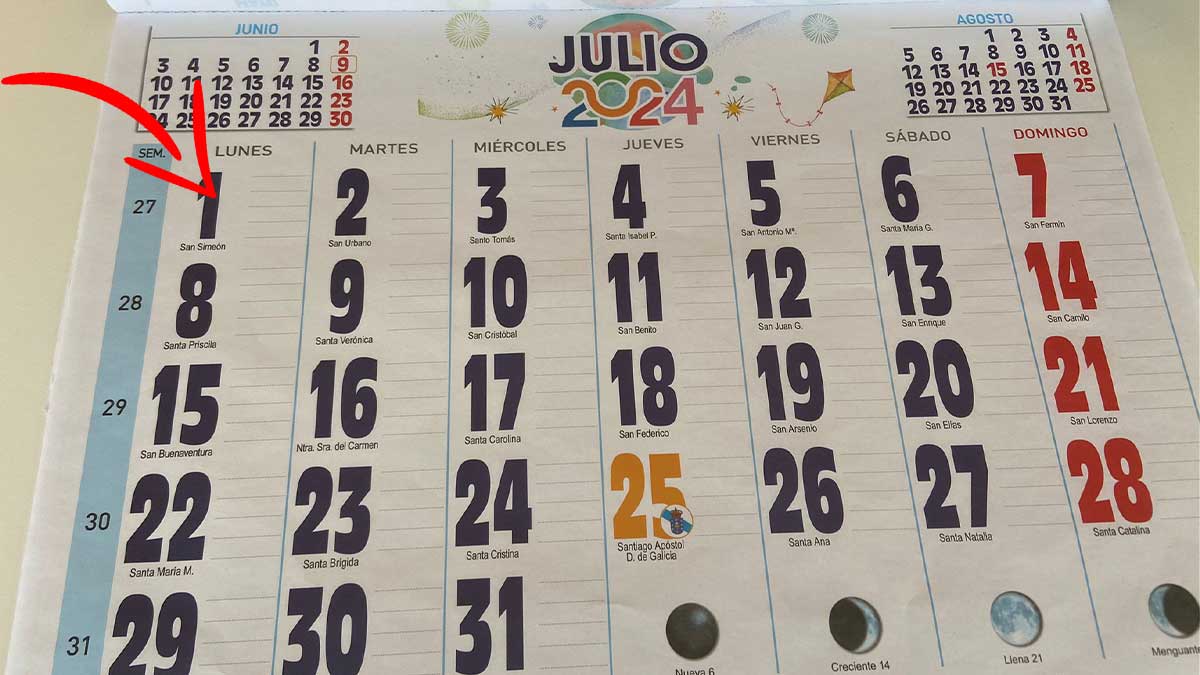 Calendario de 2024 con el último día para presentar la declaración de la Renta.