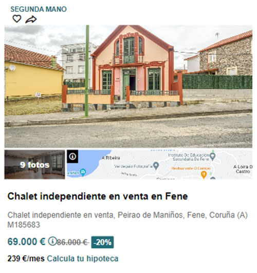 Chalet independiente en Solvia por 69.000 euros
