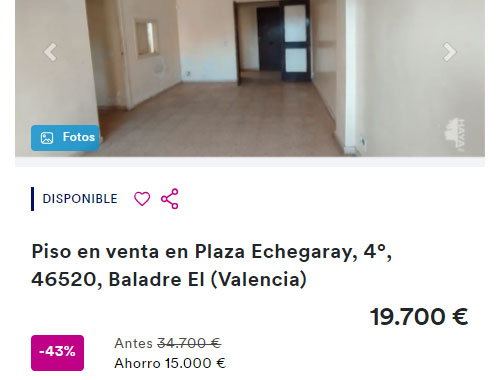 Piso en Valencia por 19.700 euros