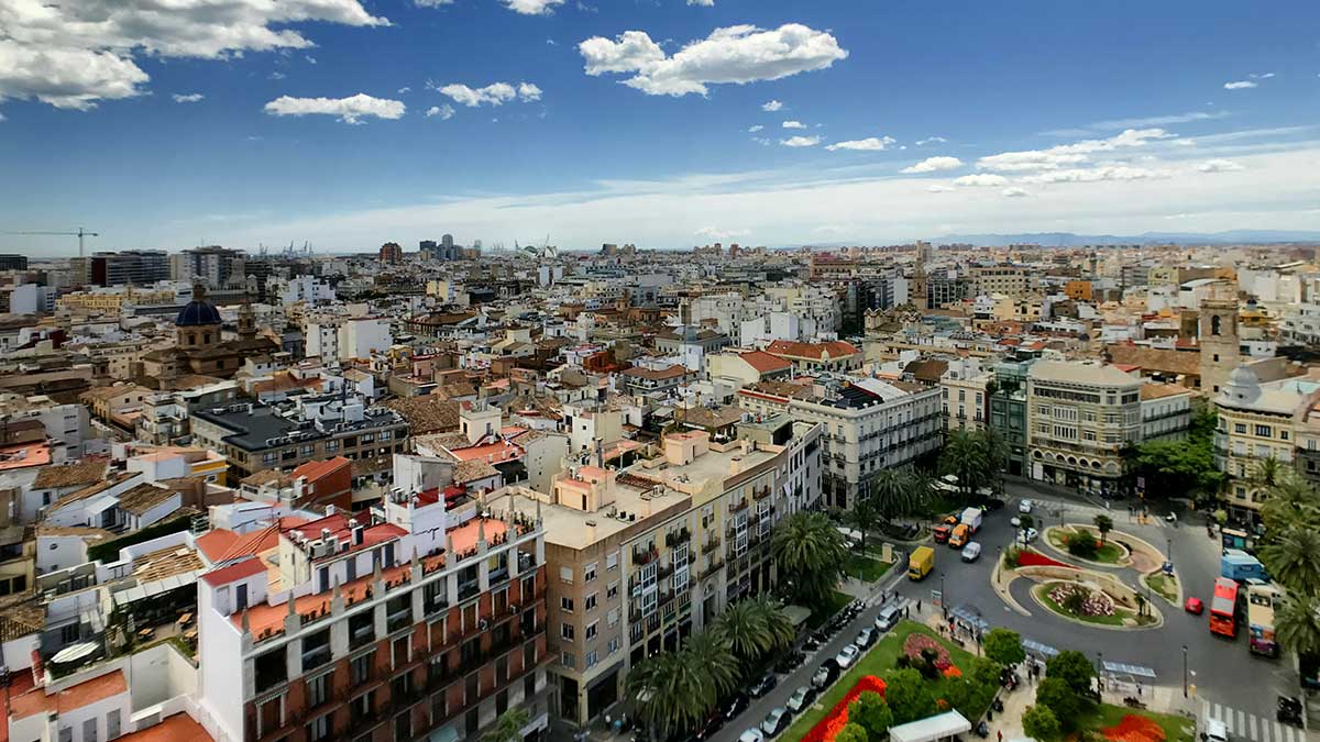 Vista aérea de la ciudad de Valencia.