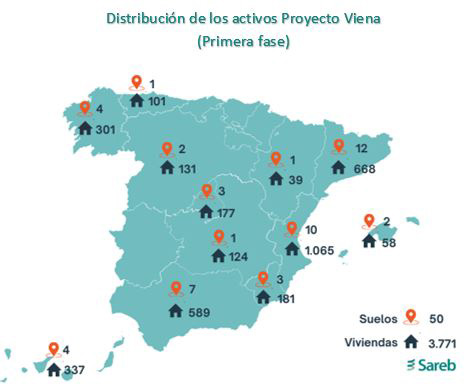 Mapa donde se iniciarán las viviendas para alquiler asequible del Plan Viena en su primera fase.