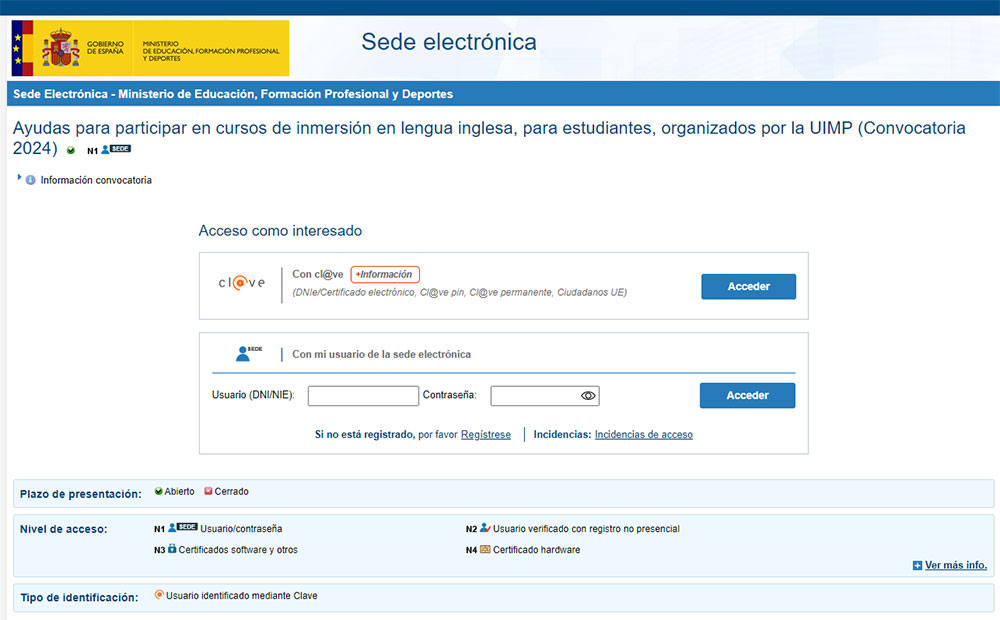 Sede electrónica del Ministerio de Educación.