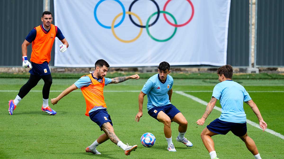 Entrenamiento de la Selección Olímpica de España de Fútbol.