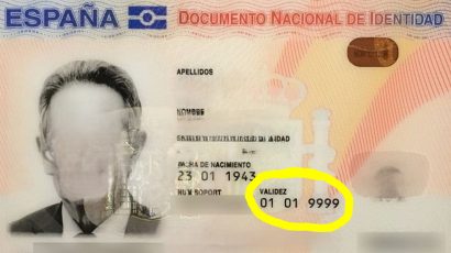 El DNI para mayores de 70 años caduca en el año 9999.