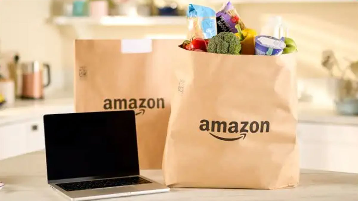 Cesta de la compra online a través del supermercado Amazon Fresh.